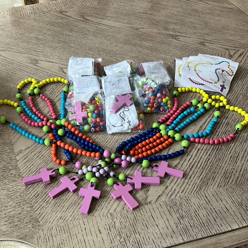 Colorful Kids Rosary Bead Necklace Craft Kit